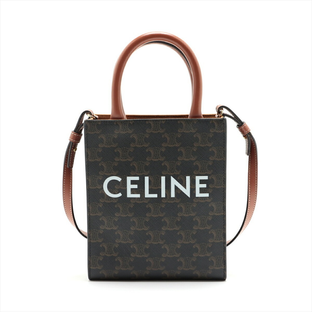 Celine Hippo 2WAY Vertical Leather Brown Mini Handbag
